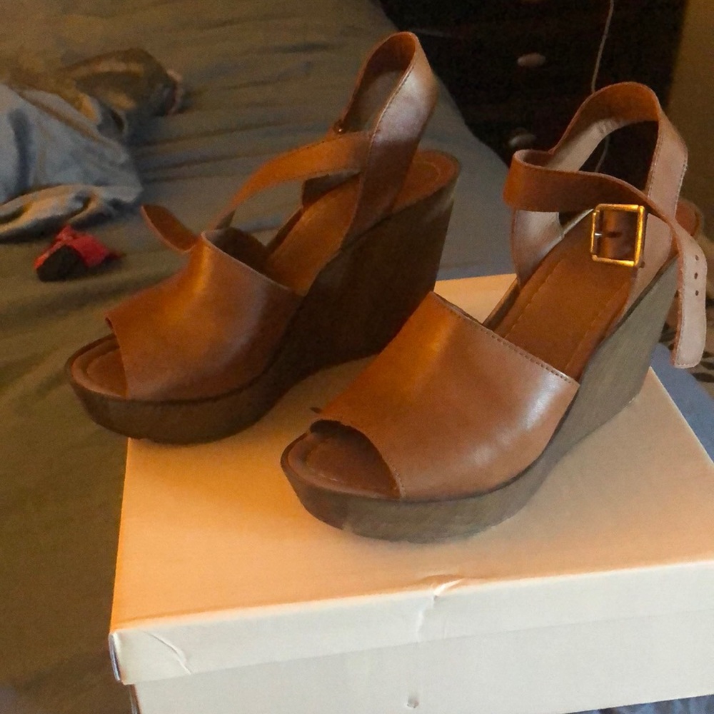 Top shop leather wedge Sandals